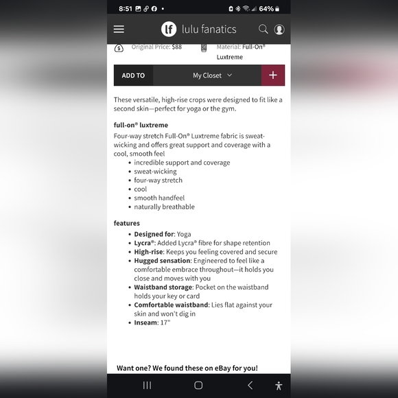 Lululemon Wunder Under Hi Rise 1/2 tight full on Luxtreme 17" - Picture 7 of 7